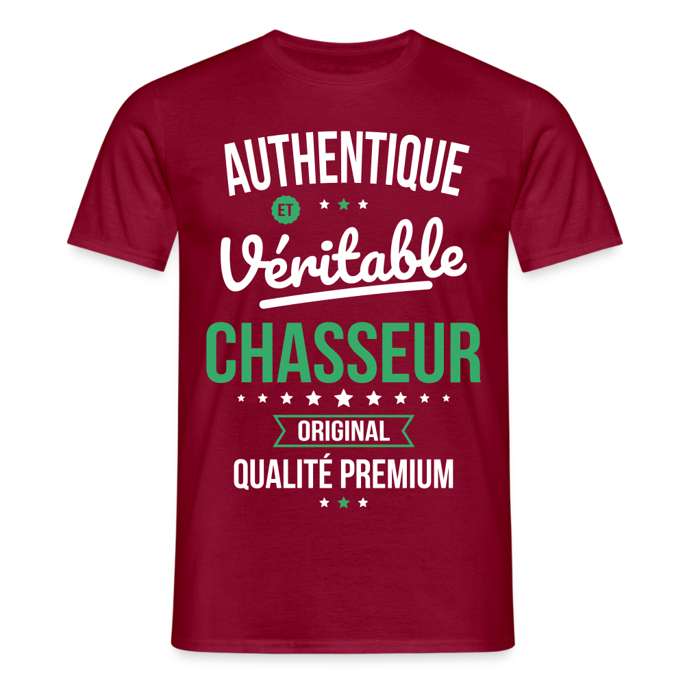 T-shirt Homme - Authentique et véritable Chasseur - rouge brique