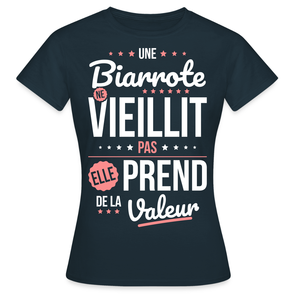 T-shirt Femme - Une Biarrote ne vieillit pas - marine