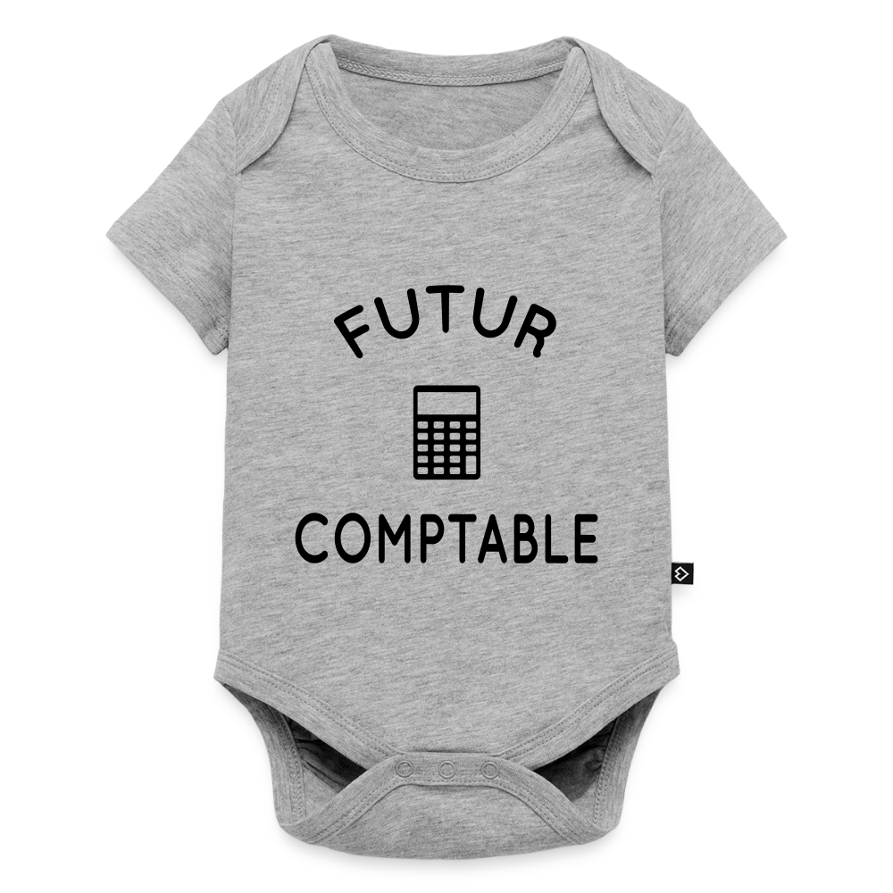 Body Bébé bio manches courtes - Futur comptable - gris chiné