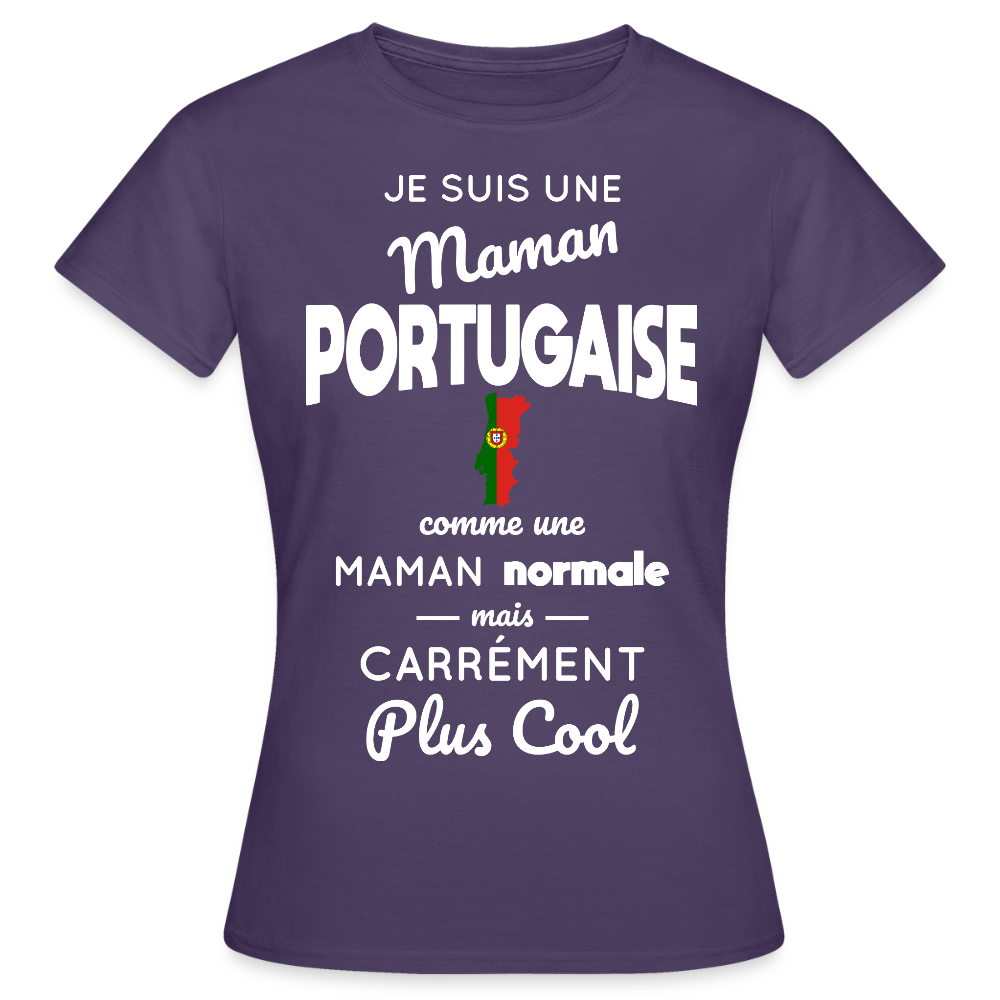 T-shirt Femme - Maman Portugaise plus cool - violet foncé