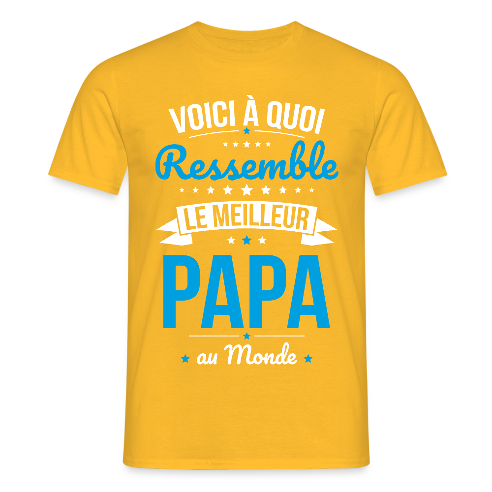 T-shirt Homme - Voici à quoi ressemble le meilleur Papa au Monde - jaune
