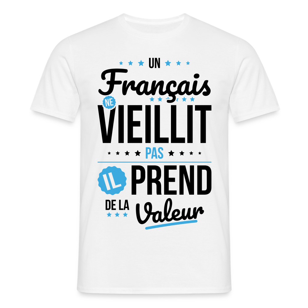 T-shirt Homme - Un Français ne vieillit pas - blanc