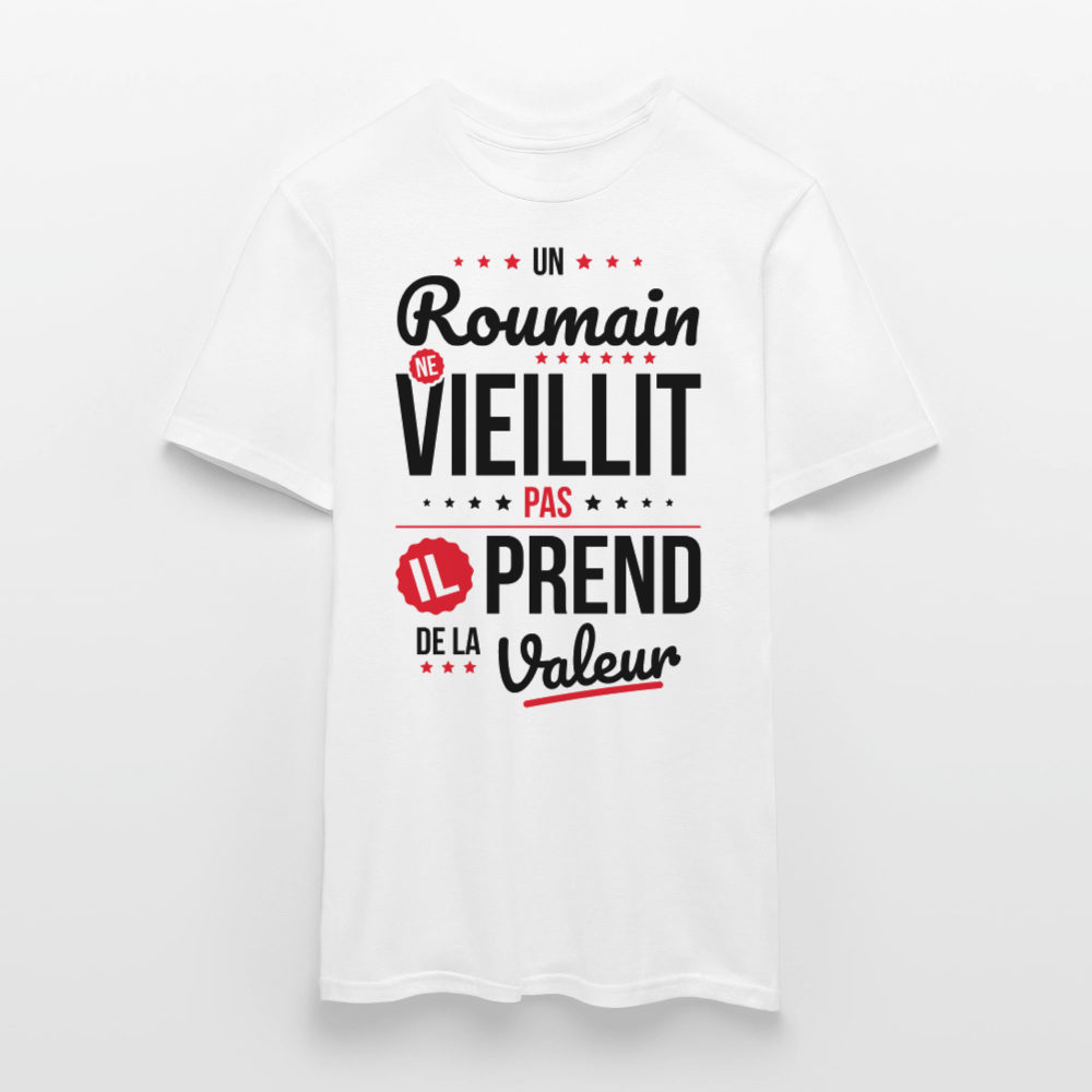 T-shirt Homme - Un Roumain ne vieillit pas - blanc