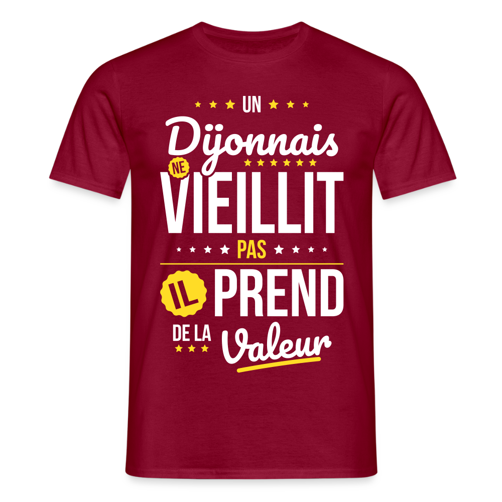 T-shirt Homme - Un Dijonnais ne vieillit pas - rouge brique