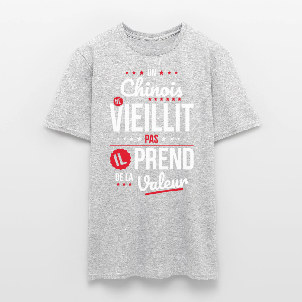 T-shirt Homme - Un Chinois ne vieillit pas - gris chiné