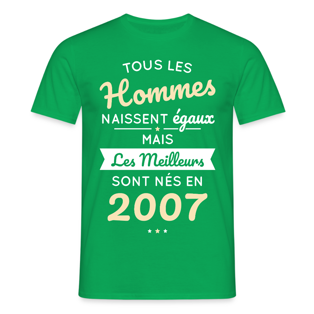 T-shirt Homme - Anniversaire 18 Ans - Les meilleurs sont nés en 2007 - vert