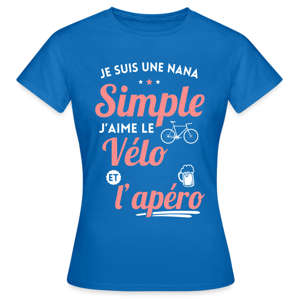 T-shirt Femme - J'aime le vélo et l'apéro - bleu royal