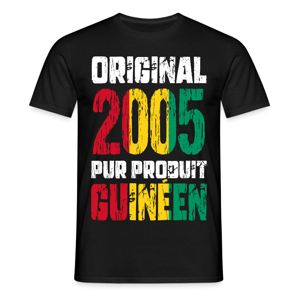 T-shirt Homme - Anniversaire 20 Ans - Original 2005 - Pur produit Guinéen - noir