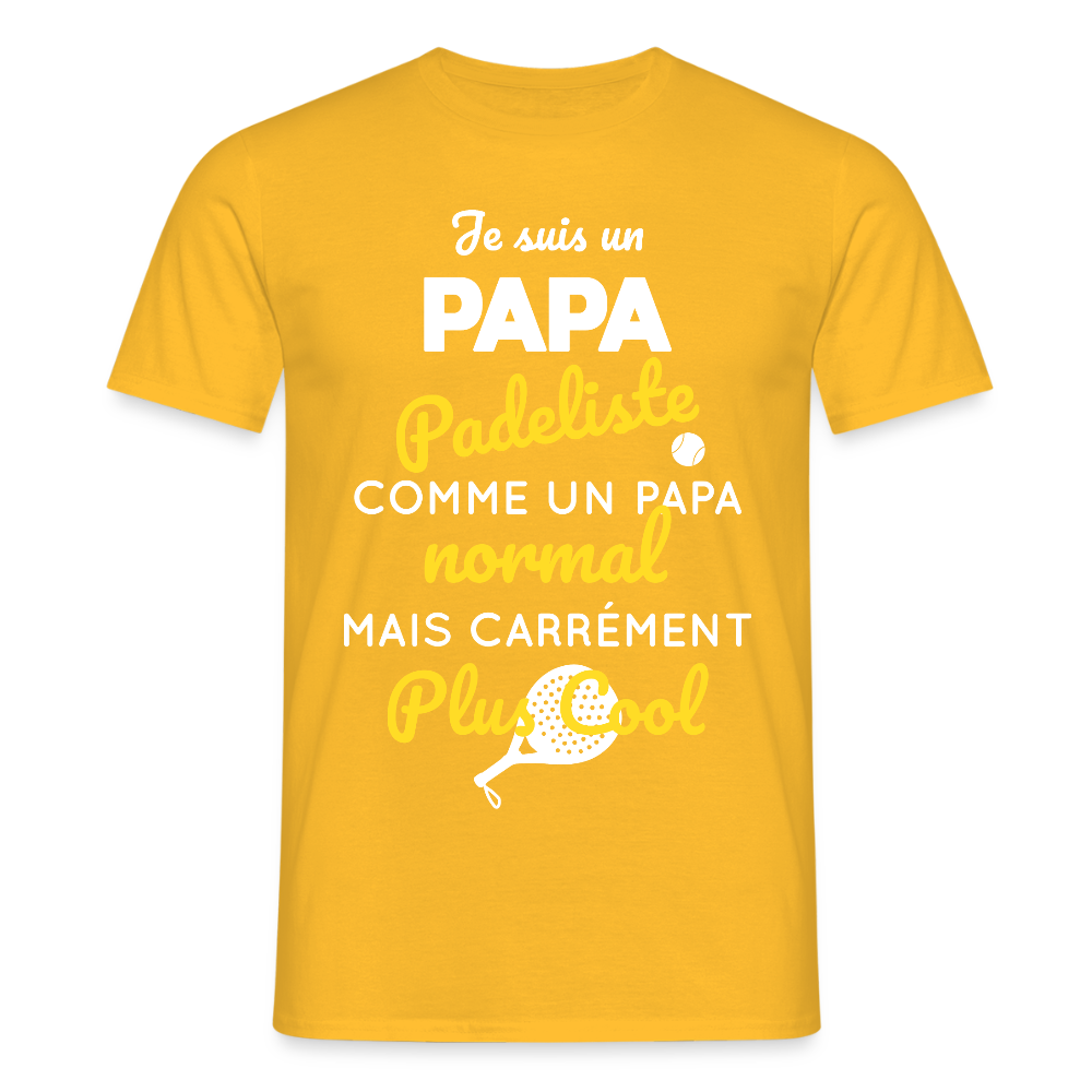 T-shirt Homme - Papa Padeliste Plus Cool - jaune