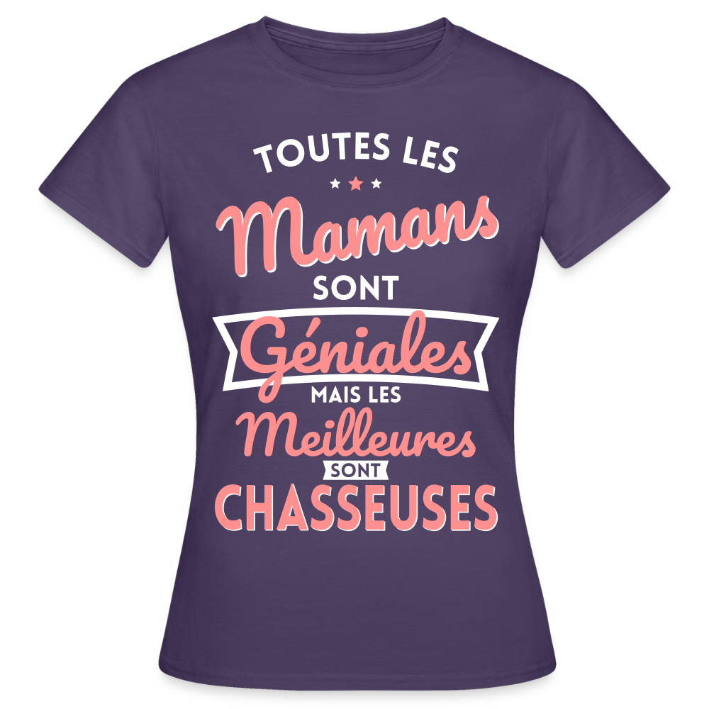 T-shirt Femme - Mamans géniales - Les meilleures sont chasseuses - violet foncé