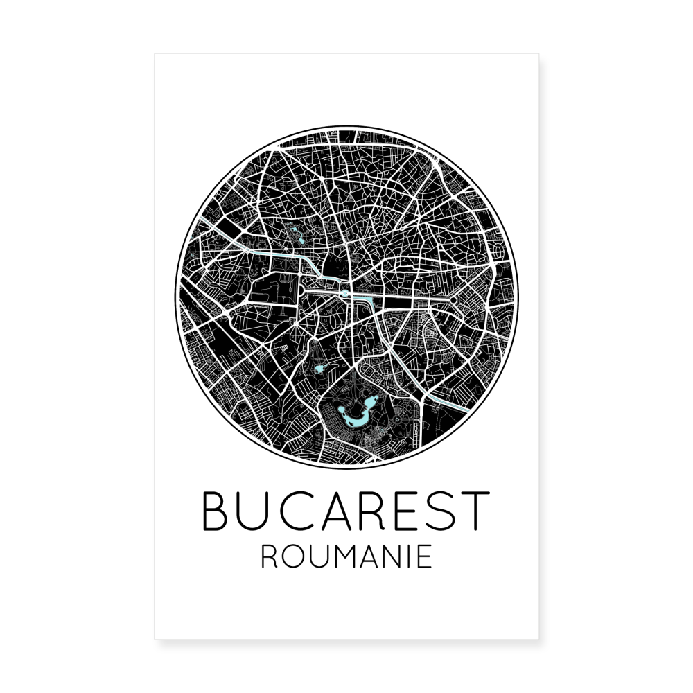 Poster Bucarest - Plan Bucarest - 20 x 30 cm - blanc
