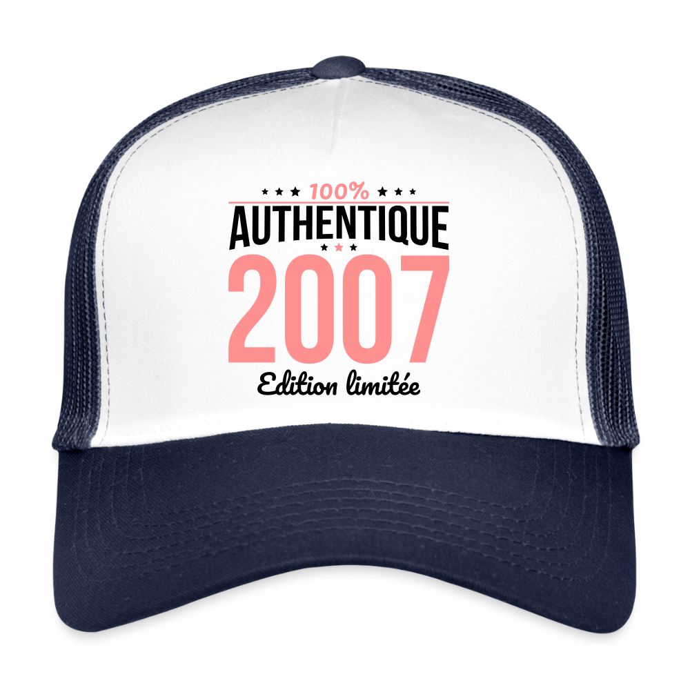 Casquette Trucker - Anniversaire 18 Ans - 100% Authentique 2007 - blanc/marine