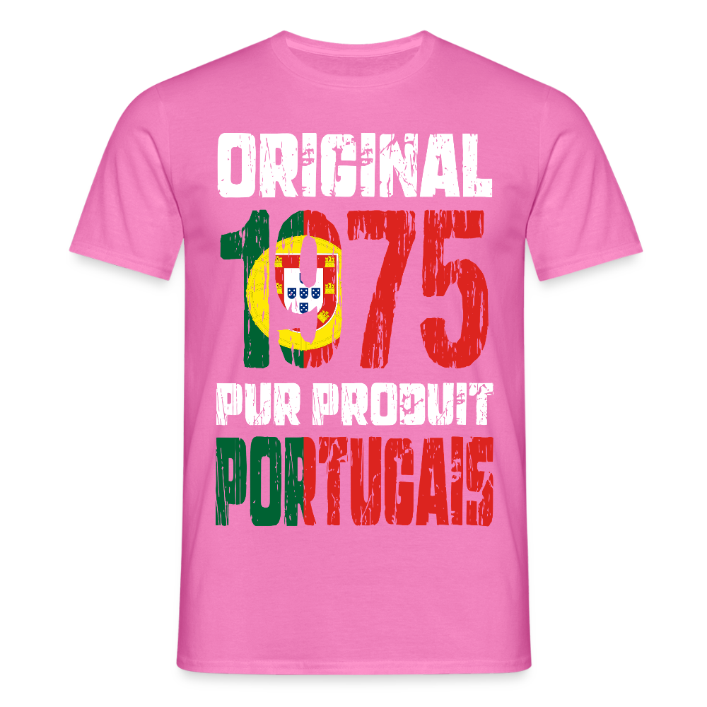 T-shirt Homme - Anniversaire 50 Ans - Original 1975 - Pur produit Portugais - rose