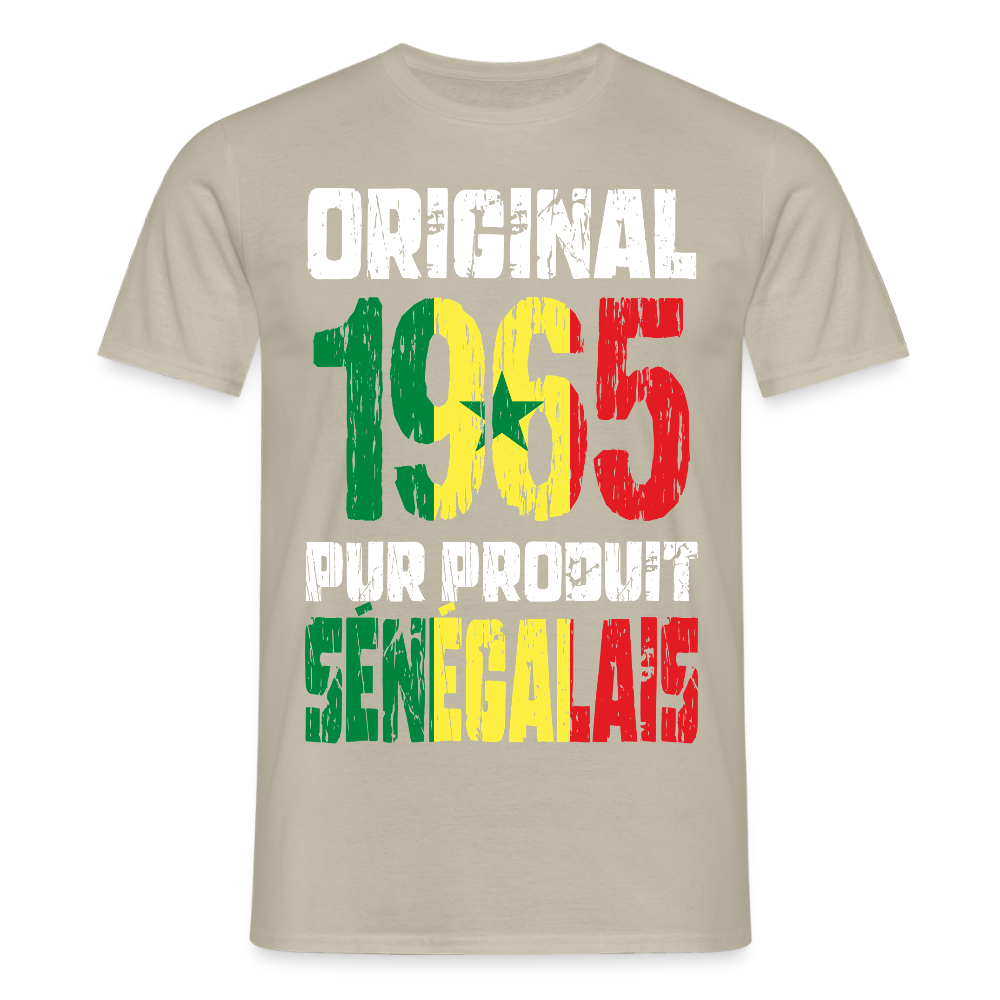 T-shirt Homme - Anniversaire 60 Ans - Original 1965 - Pur produit Sénégalais - beige sable