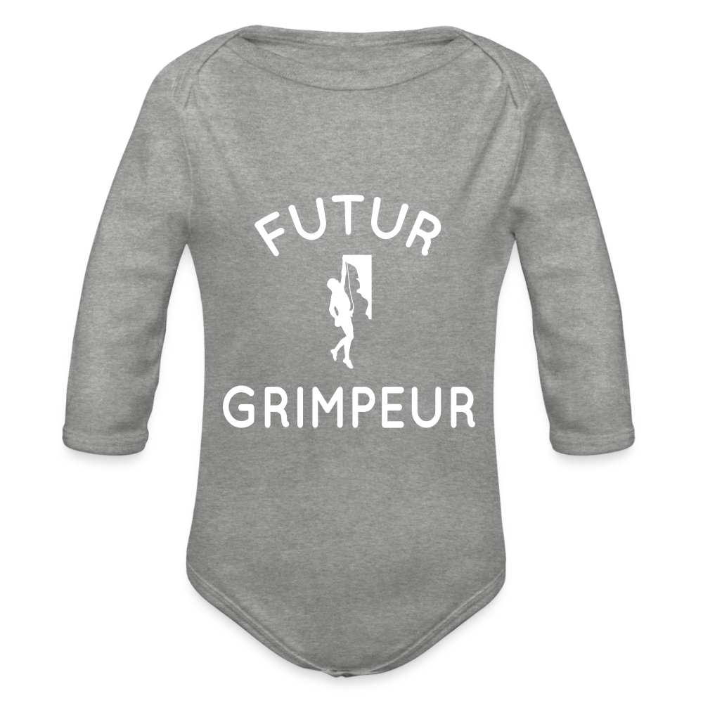Body Bébé bio manches longues - Futur grimpeur - gris chiné