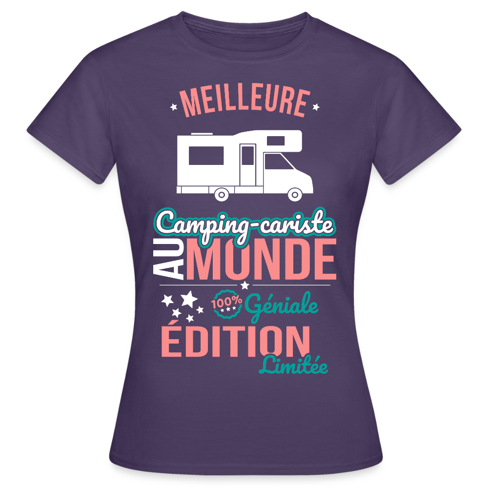 T-shirt Femme - Meilleure Camping-cariste au monde - 100% géniale - violet foncé