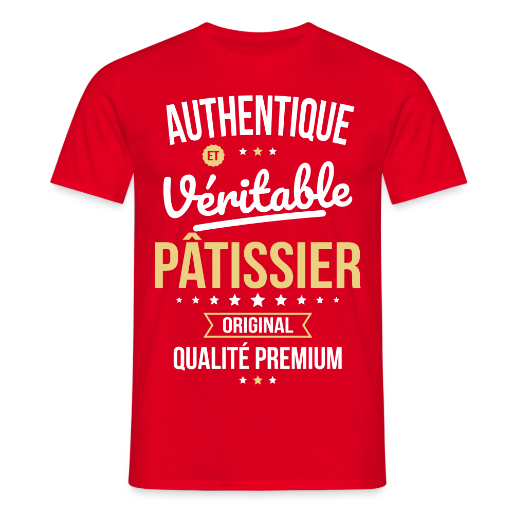 T-shirt Homme - Authentique et véritable Pâtissier - rouge