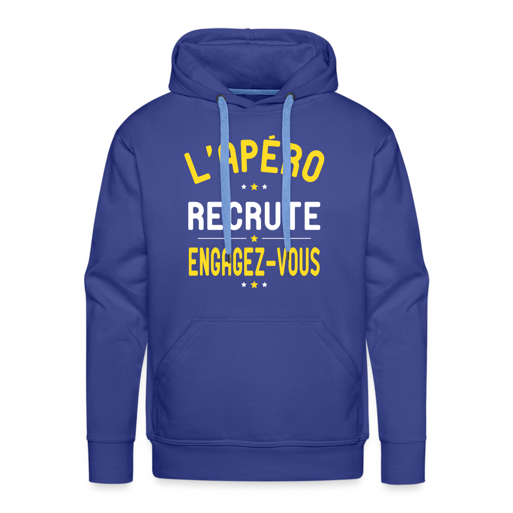Sweat à capuche Premium Homme - L'apéro recrute - bleu royal