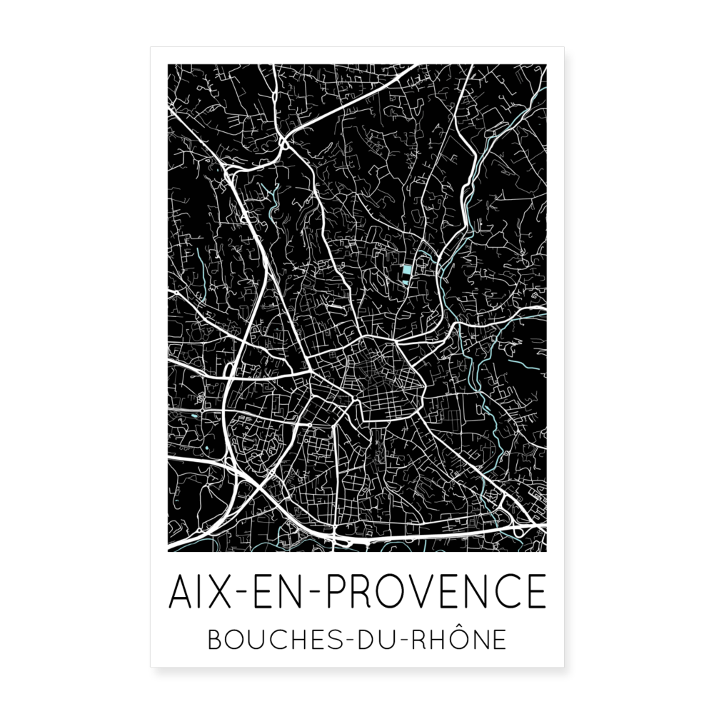 Poster Aix-en-Provence - Plan Aix-en-Provence - 60 x 90 cm - blanc