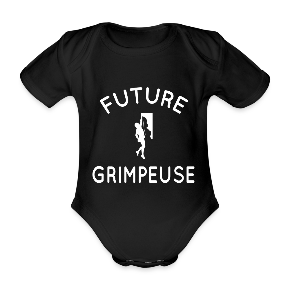 Body Bébé bio manches courtes - Future grimpeuse - noir