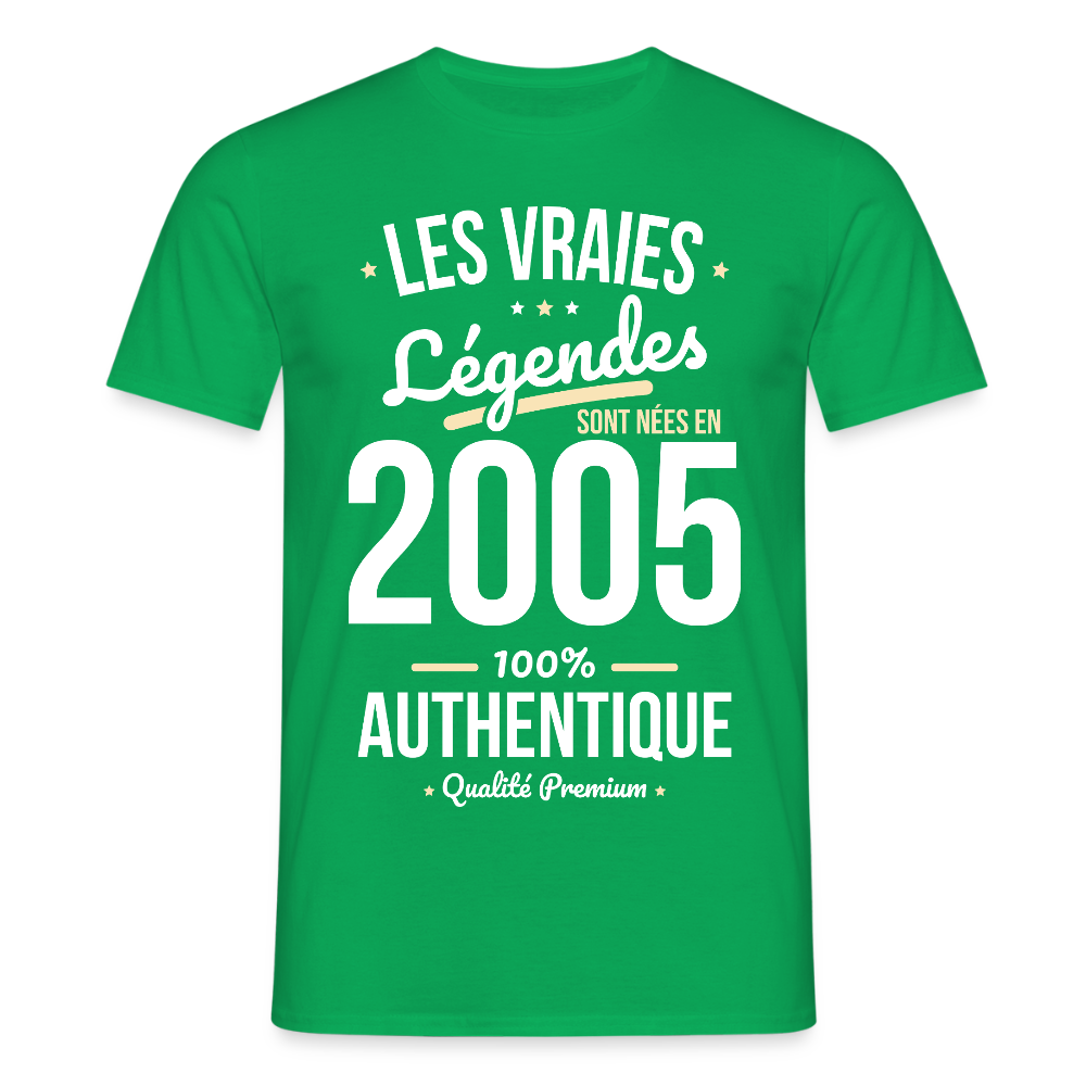 T-shirt Homme - Anniversaire 20 Ans - Les vraies Légendes sont nées en 2005 - vert