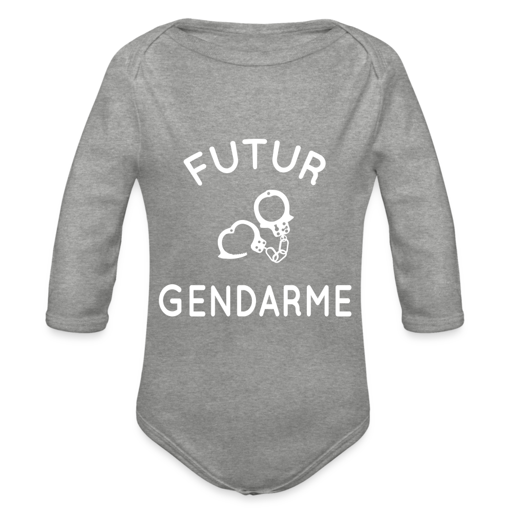 Body Bébé bio manches longues - Futur gendarme - gris chiné