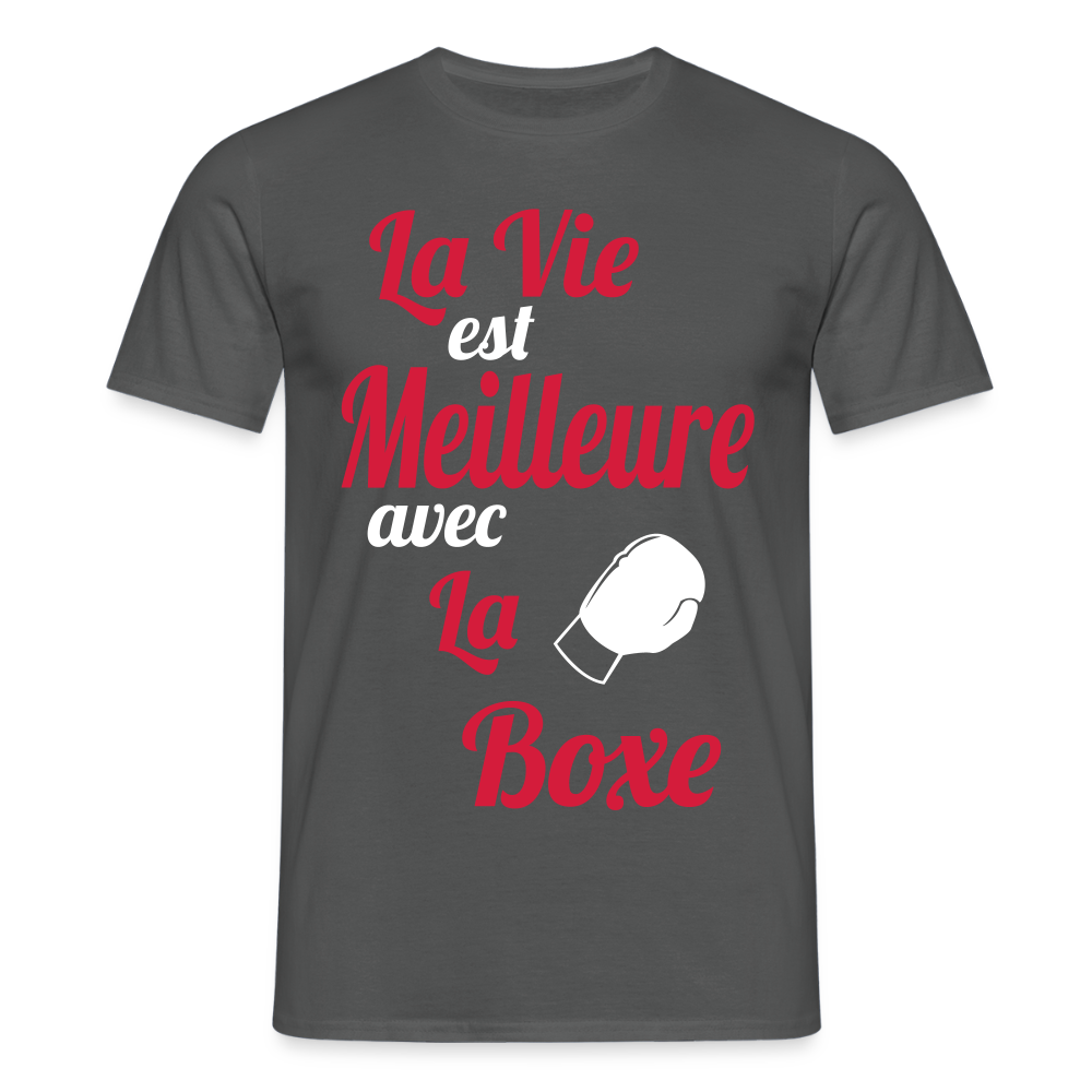 T-shirt Homme - La vie est meilleure avec la Boxe - charbon