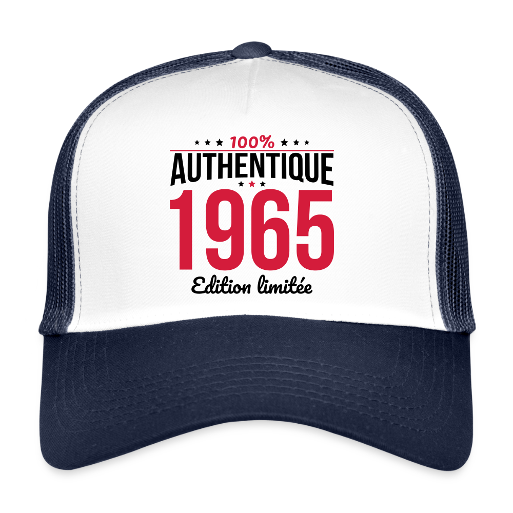 Casquette Trucker - Anniversaire 60 Ans - 100% Authentique 1965 - blanc/marine