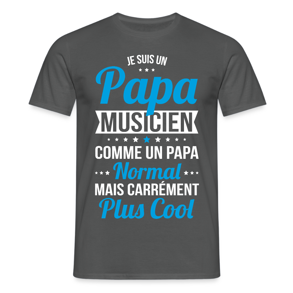 T-shirt Homme - Papa musicien plus cool - charbon