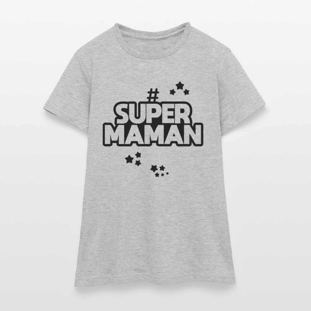 T-shirt Femme - Super Maman - gris chiné