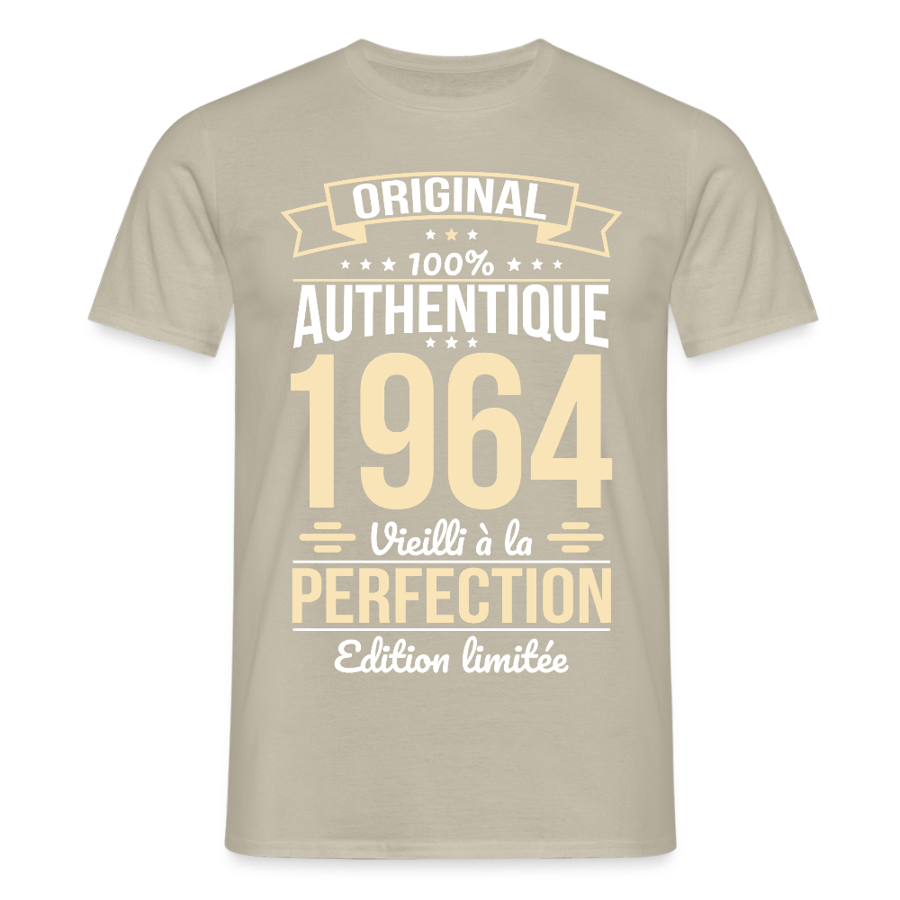 T-shirt Homme - Anniversaire 61 Ans - Original 1964 - beige sable
