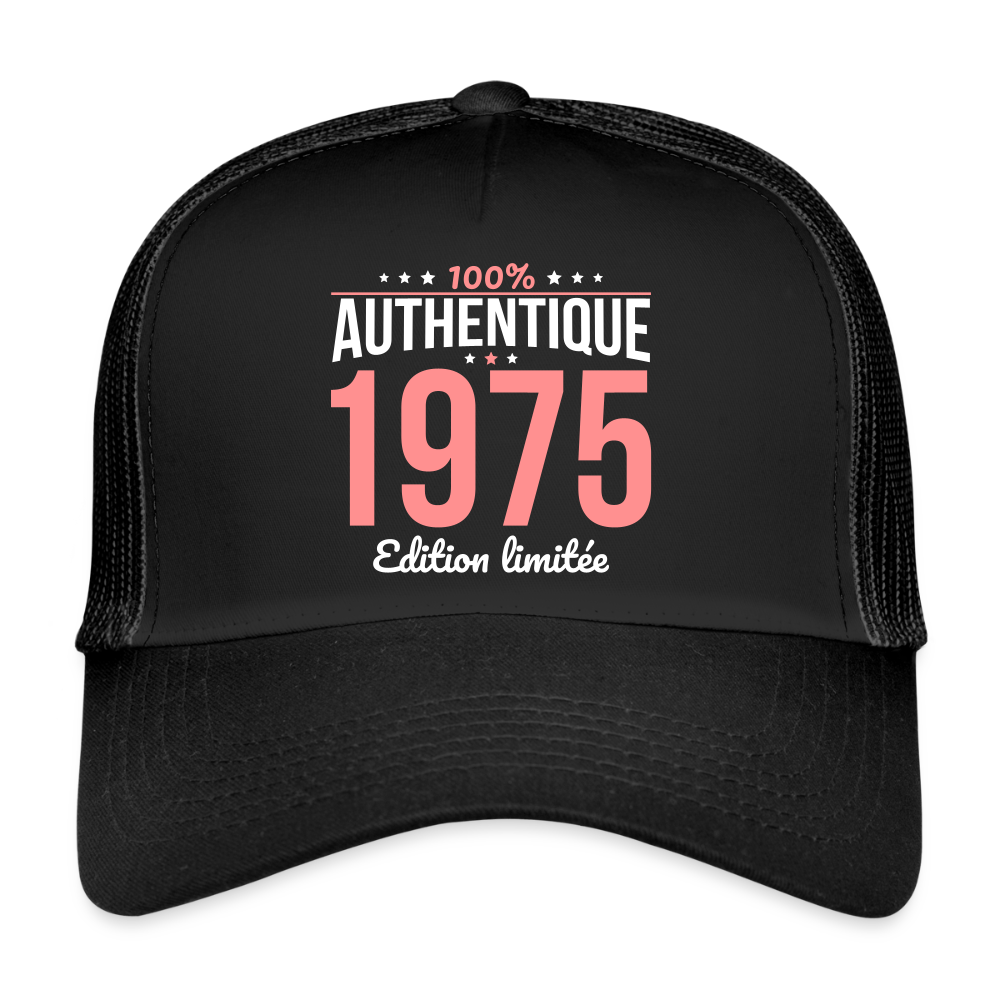 Casquette Trucker - Anniversaire 50 Ans - 100% Authentique 1975 - noir/noir