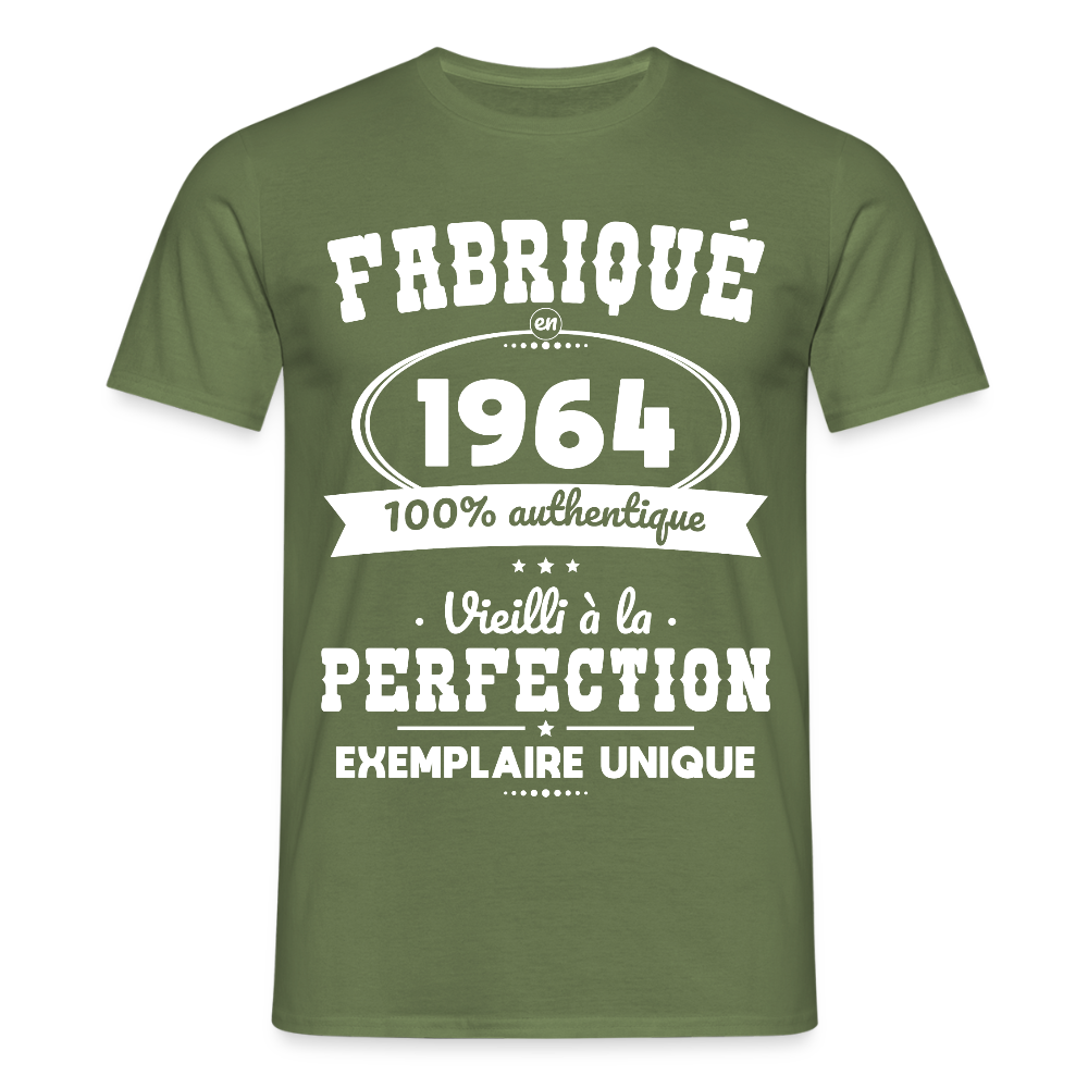 T-shirt Homme - Anniversaire 61 Ans - Fabriqué en 1964 - vert militaire