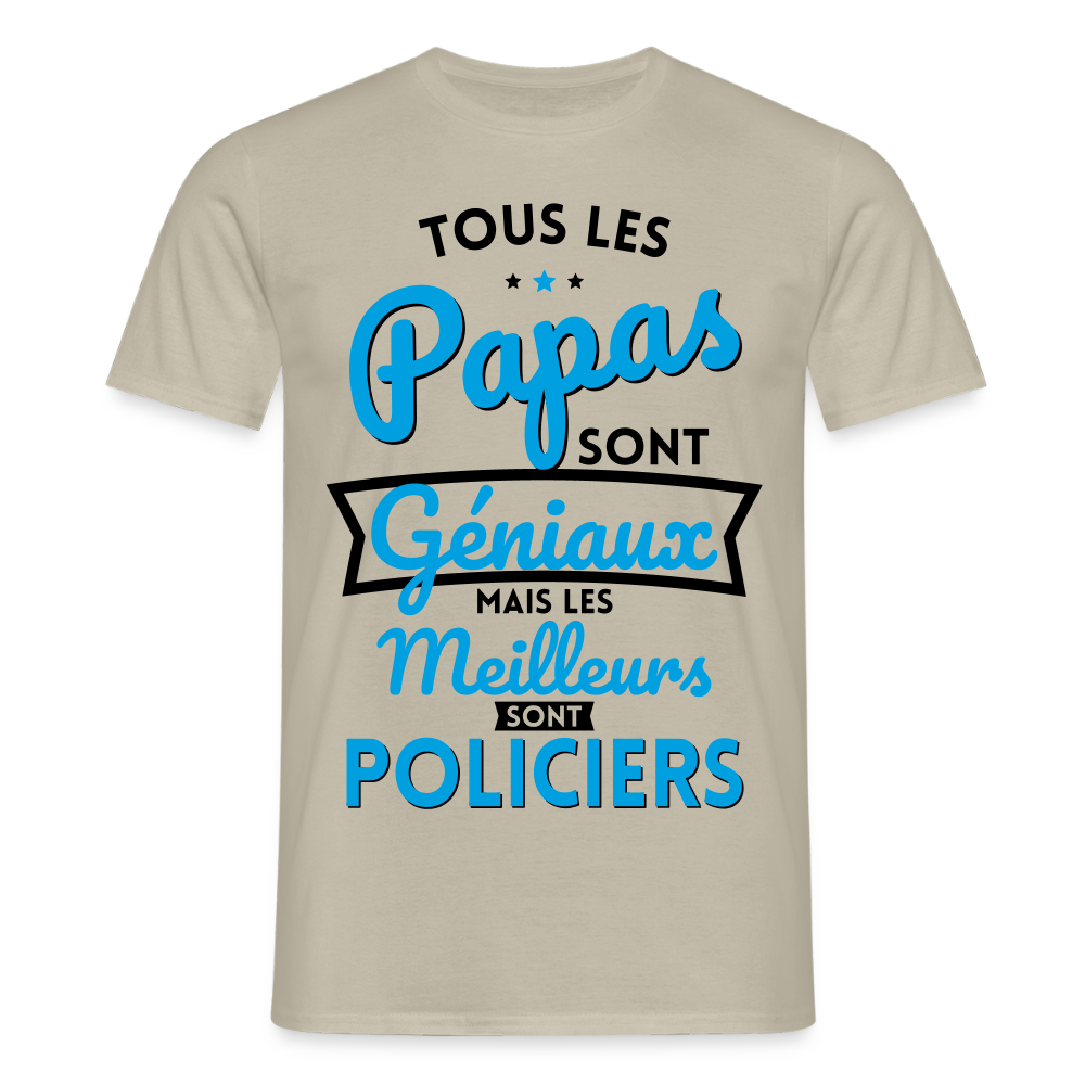 T-shirt Homme - Papas géniaux - Les meilleurs sont policiers - beige sable