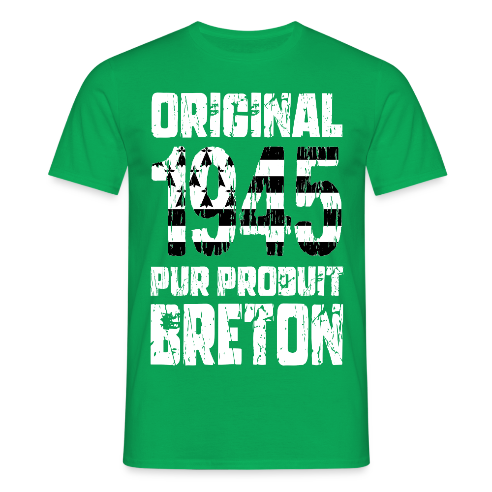 T-shirt Homme - Anniversaire 80 Ans - Original 1945 - Pur produit Breton - vert