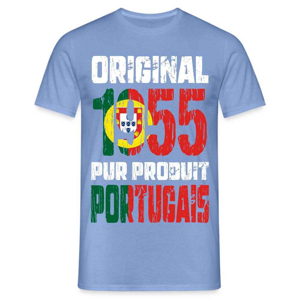 T-shirt Homme - Anniversaire 70 Ans - Original 1955 - Pur produit Portugais - carolina blue