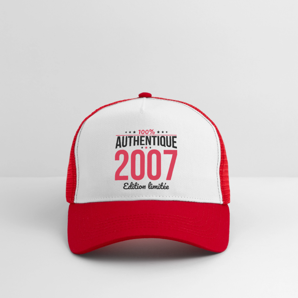 Casquette Trucker - Anniversaire 18 Ans - 100% Authentique 2007 - blanc/rouge