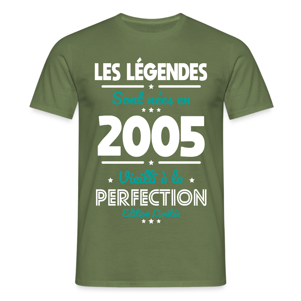 T-shirt Homme - Anniversaire 20 Ans - Les Légendes sont nées en 2005 - vert militaire