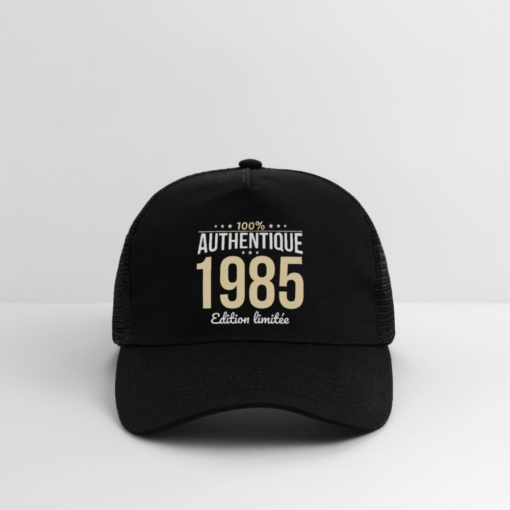 Casquette Trucker - Anniversaire 40 Ans - 100% Authentique 1985 - noir/noir