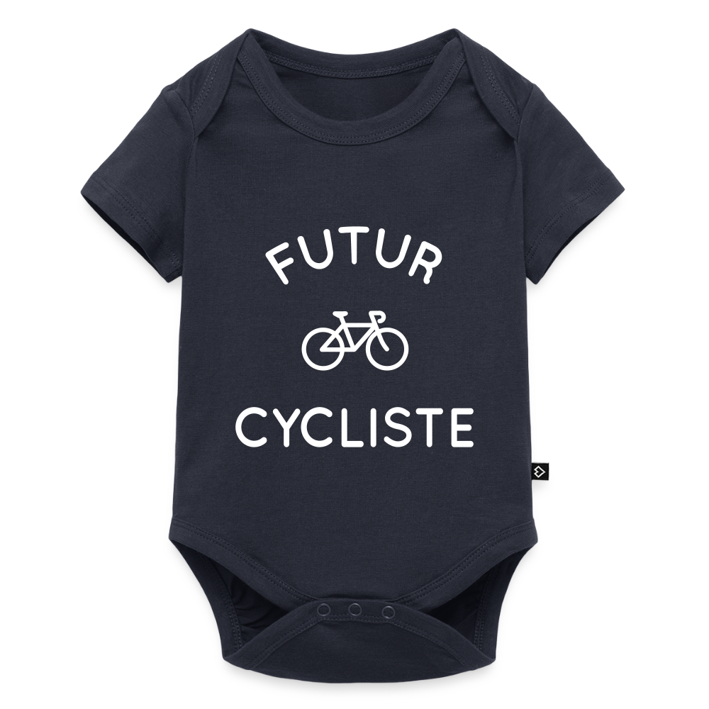 Body Bébé bio manches courtes - Futur cycliste - bleu marine