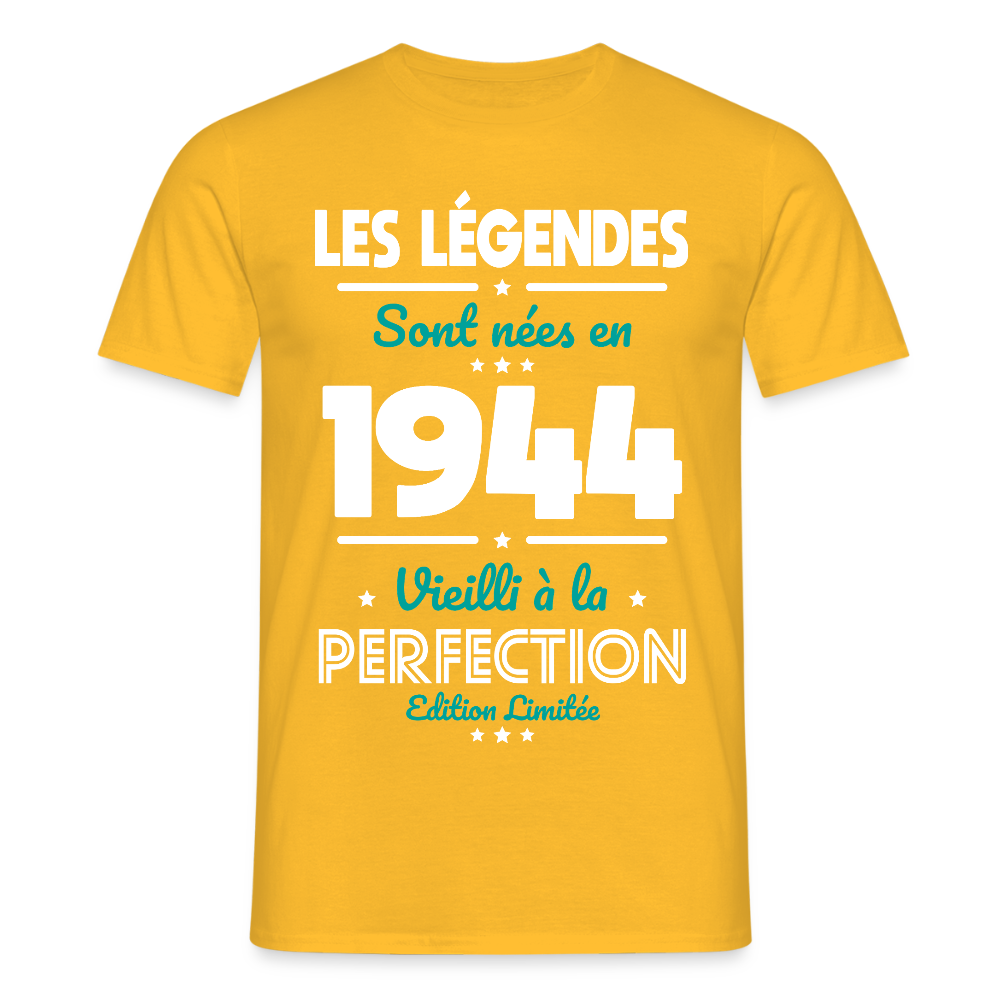 T-shirt Homme - Anniversaire 81 Ans - Les Légendes sont nées en 1944 - jaune