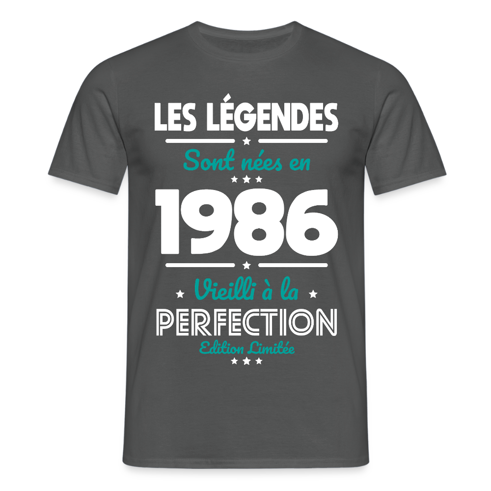 T-shirt anniversaire homme 40 ans – Les légendes sont nées en 1986 - charbon