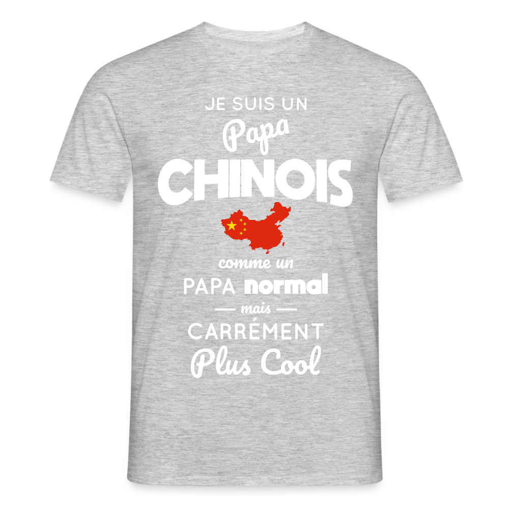 T-shirt Homme - Papa Chinois Plus Cool - gris chiné