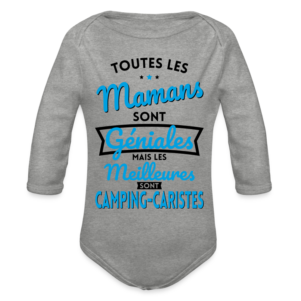 Body Bébé bio manches longues - Mamans géniales - Les meilleures sont camping-caristes - gris chiné