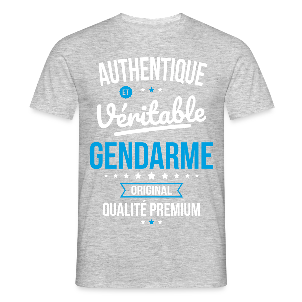 T-shirt Homme - Authentique et véritable Gendarme - gris chiné