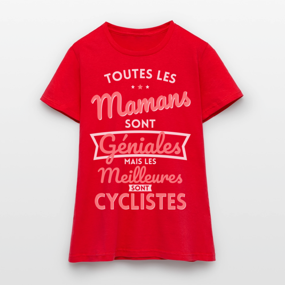 T-shirt Femme - Mamans géniales - Les meilleures sont cyclistes - rouge