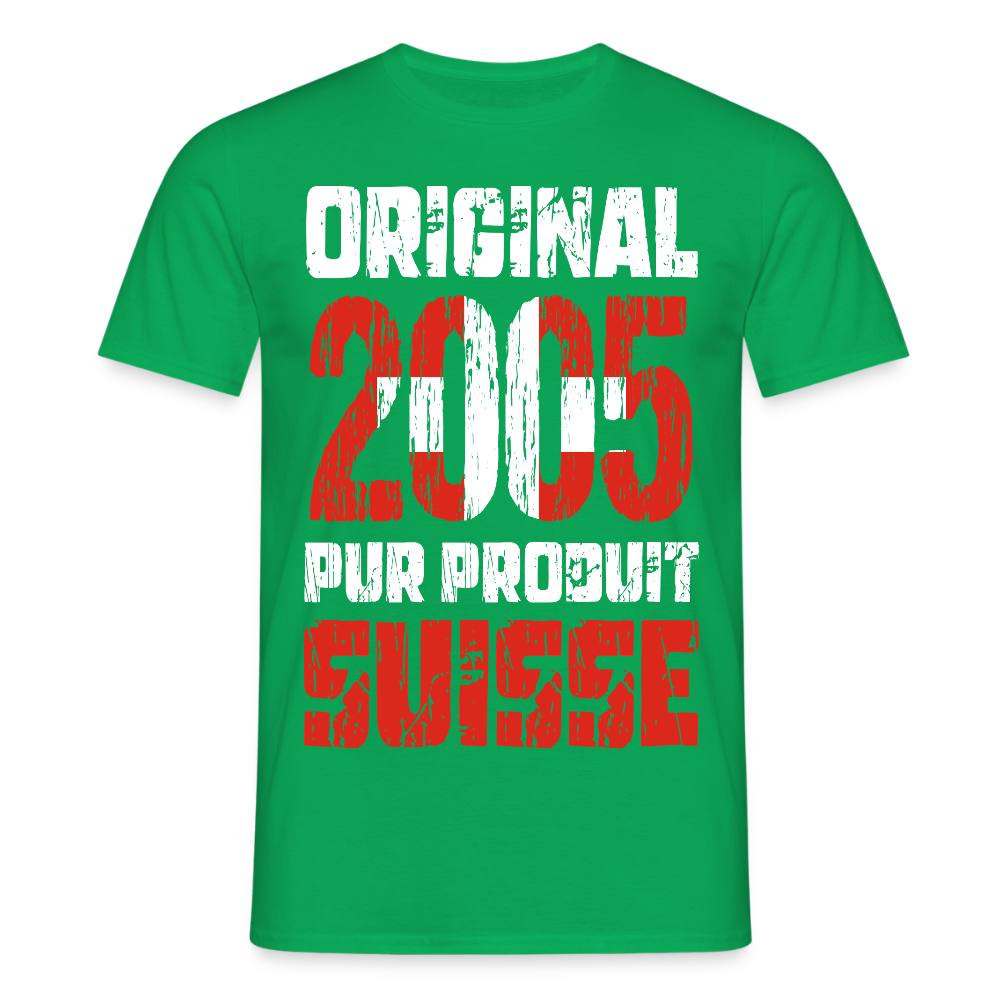 T-shirt Homme - Anniversaire 20 Ans - Original 2005 - Pur produit Suisse - vert
