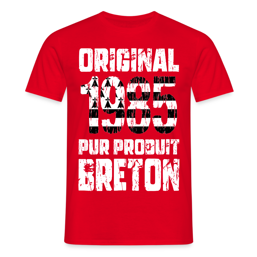 T-shirt Homme - Anniversaire 40 Ans - Original 1985 - Pur produit Breton - rouge