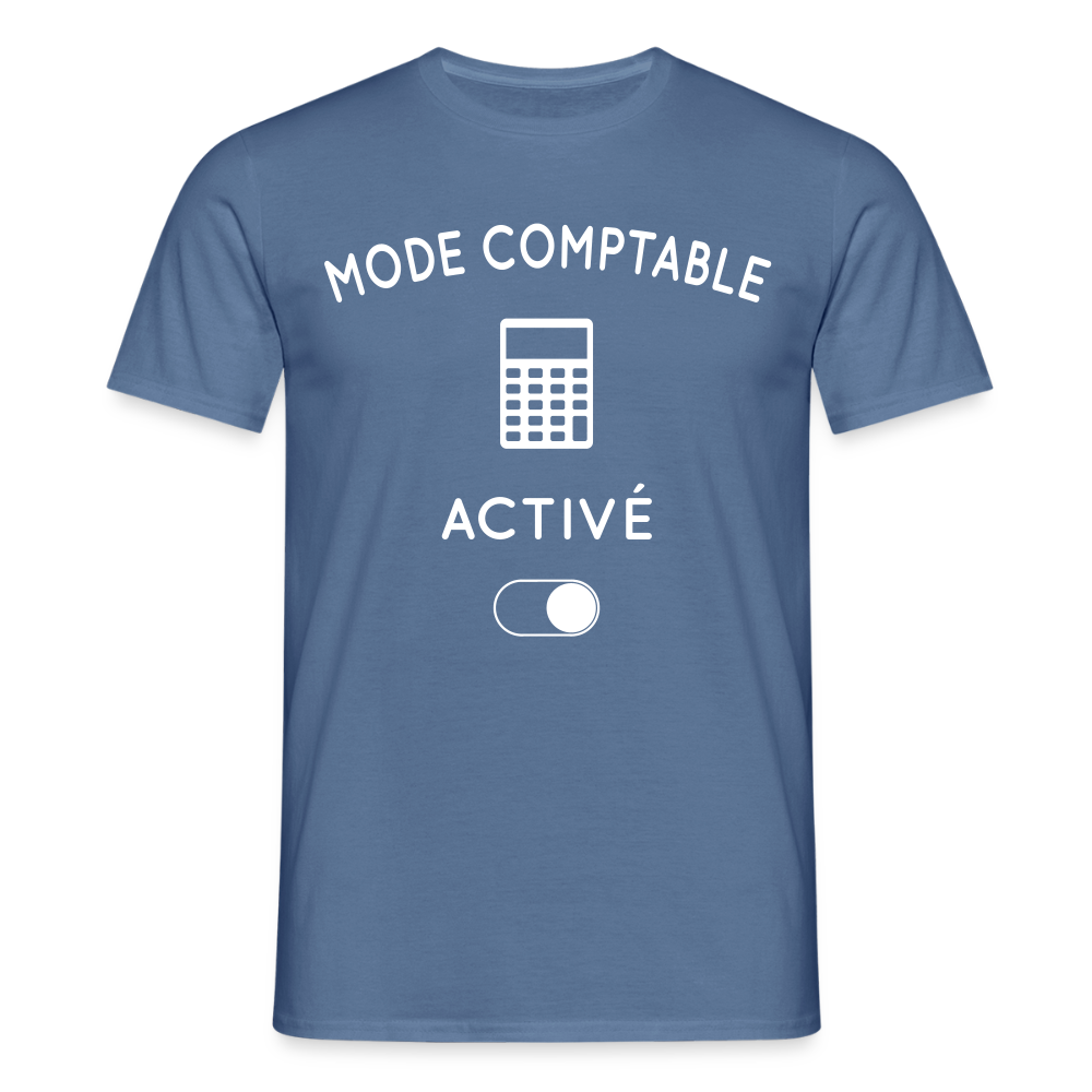 T-shirt Homme - Mode comptable activé - bleu pigeon
