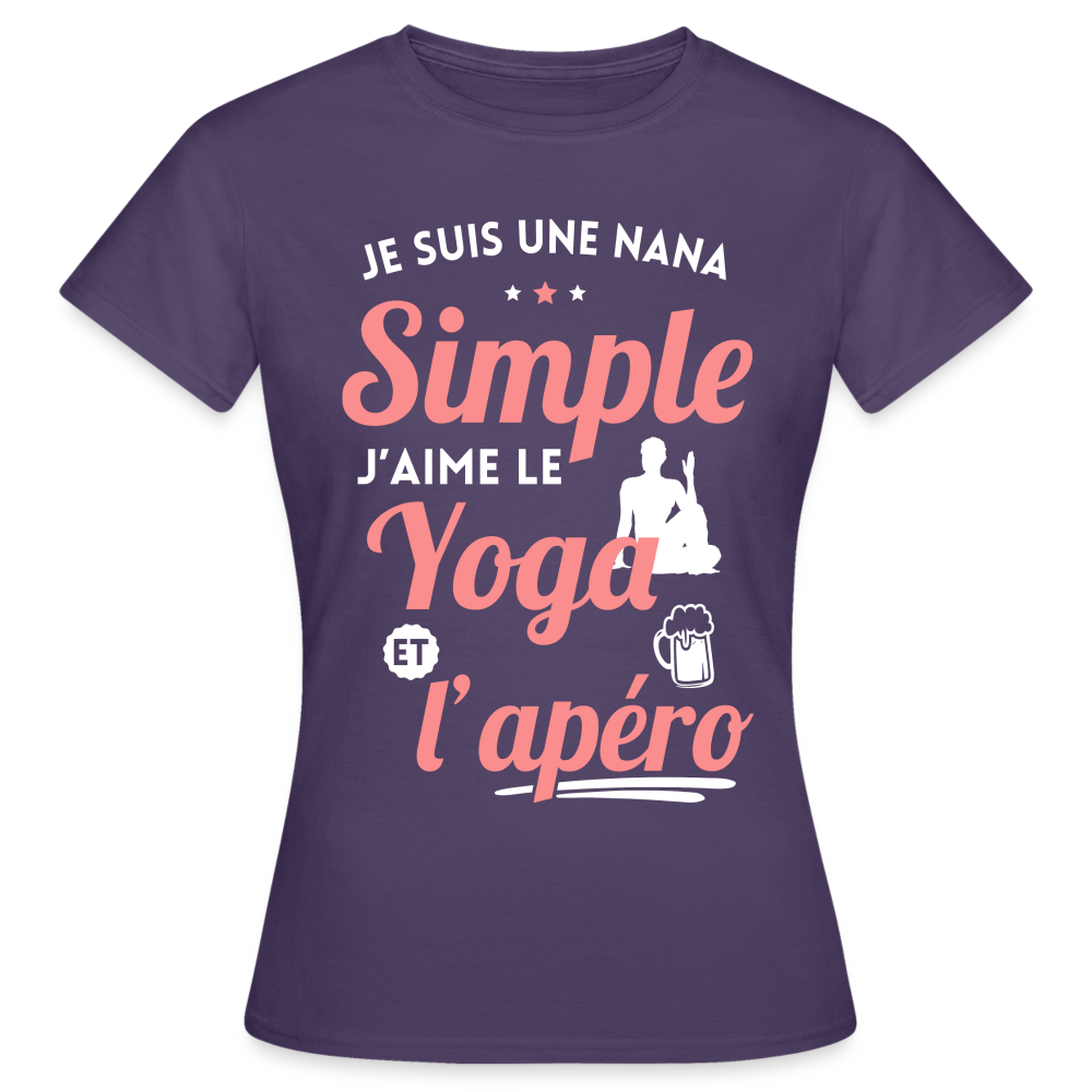 T-shirt Femme - J'aime le yoga et l'apéro - violet foncé